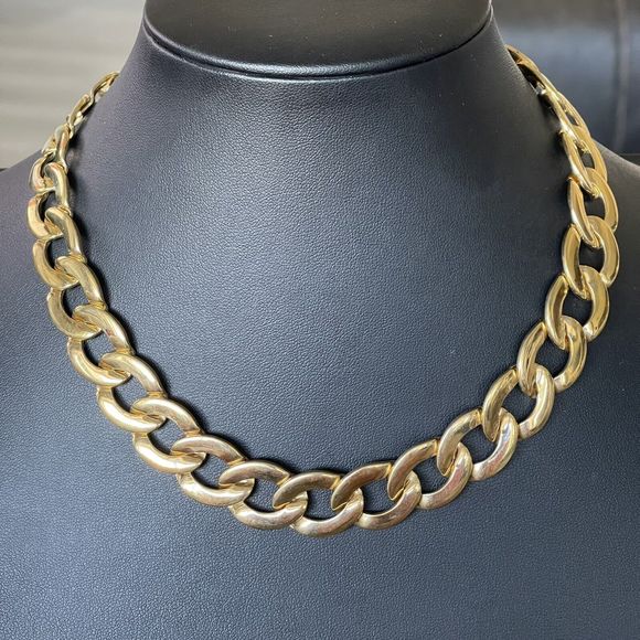 Vintage Napier Classic Oval Flat Link Chunky Necklace Gold Tone Marked Pat - Picture 2 of 4